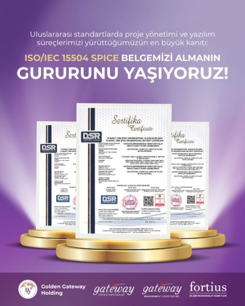 Golden Gateway Holding Şirketleri ISO/IEC 15504 SPICE Sertifikasında En Yüksek Puanı Aldı